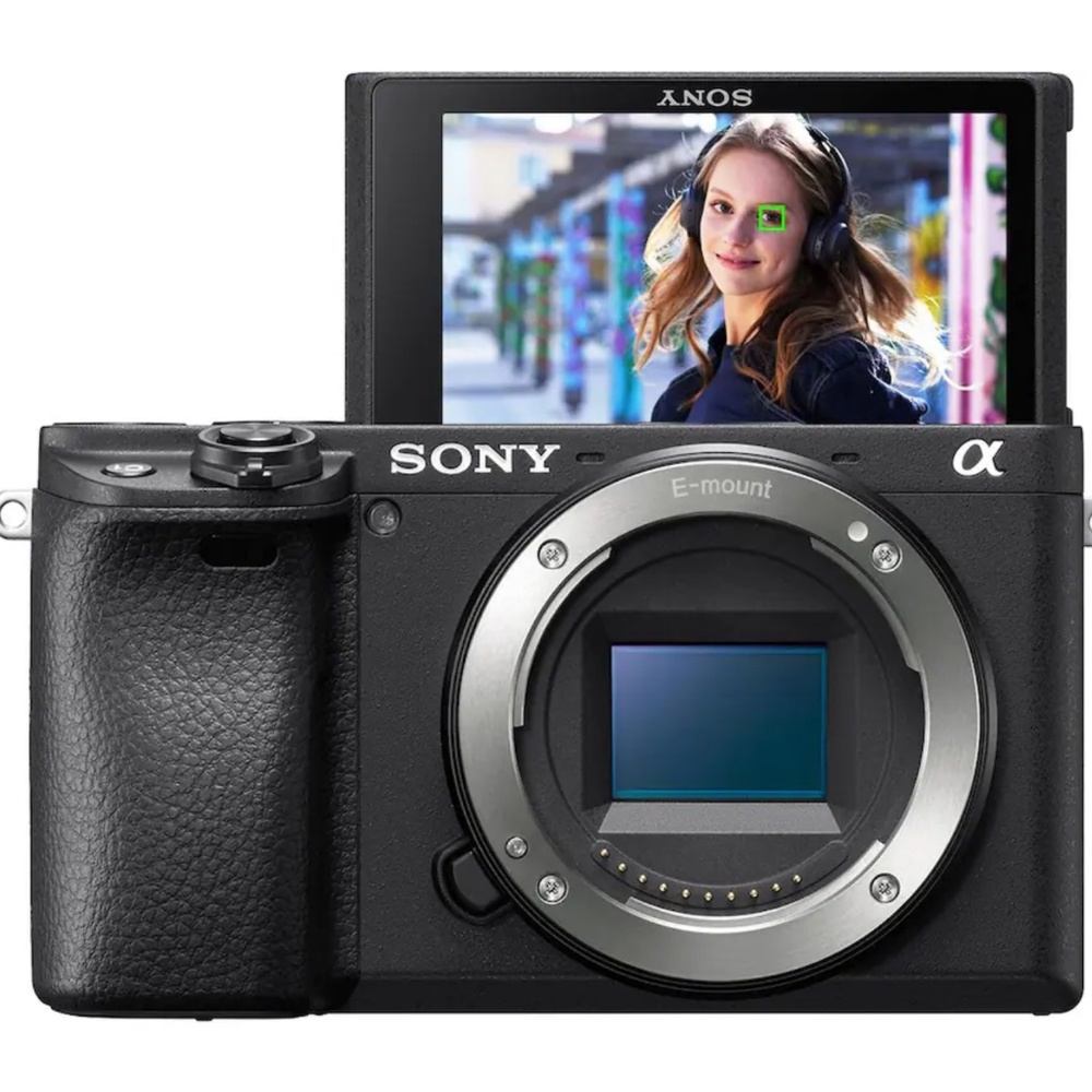 Sony Alpha 6400 mirrorless camera body in Black with Strap